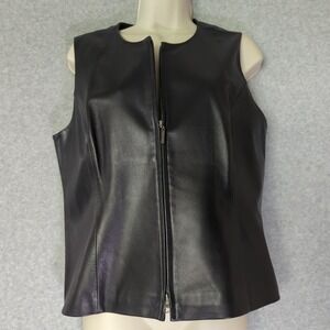 Talbots Vintage Black Soft Leather Zip Up Moto Biker Jacket Women 8‎